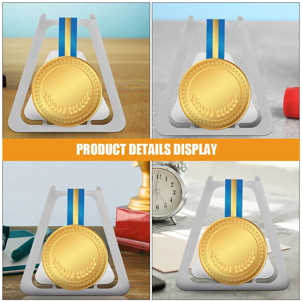 2Pcs Stainless Steel Medal Display Rack Wall Shelf Space Saving Minimalist Design Medal Holder for Home Office Decor Award Stand