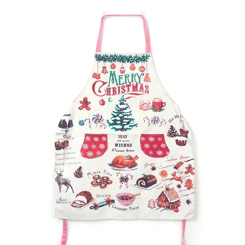 Moda stampato cartone animato lavori domestici grembiule torta torre Eiffel panno da cucina natale Anti-sporco senza maniche grembiule decorazione