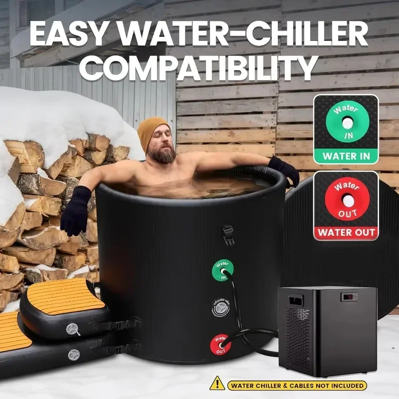 Inflatable Cold Plunge Insulated Cold Recovery Bath Tub Portable for Indoor/Outdoor Step Thermometer Water-Absorbent Mat