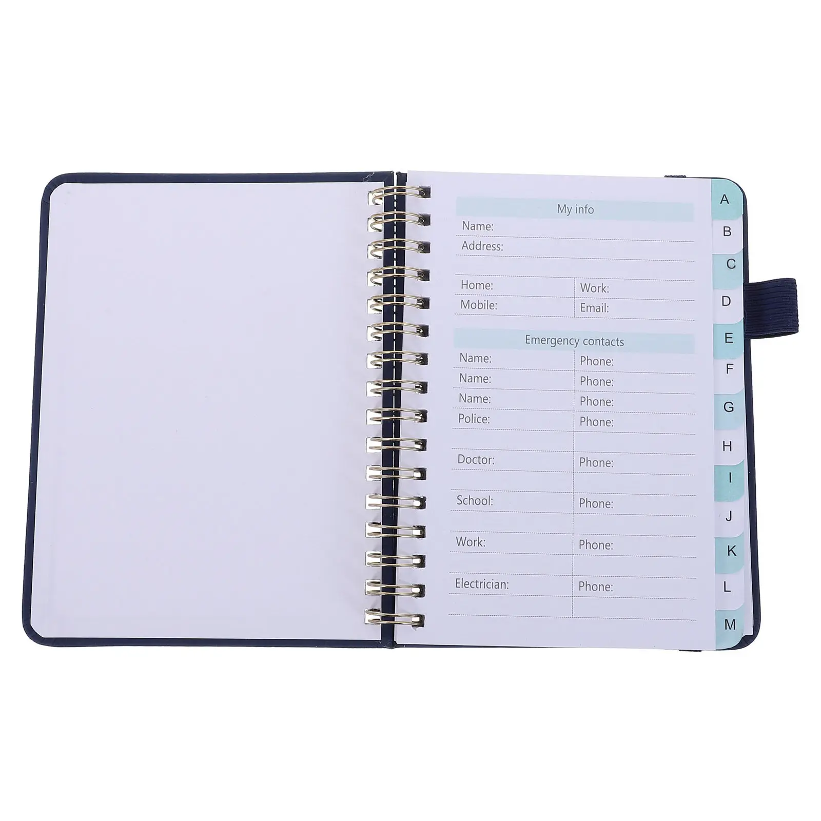 A6 Size Address Phone Book Dark Blue Hardcover Spiral Notebook Alphabet Tabs Thick Pages Easy Flip Index Notebook for Home
