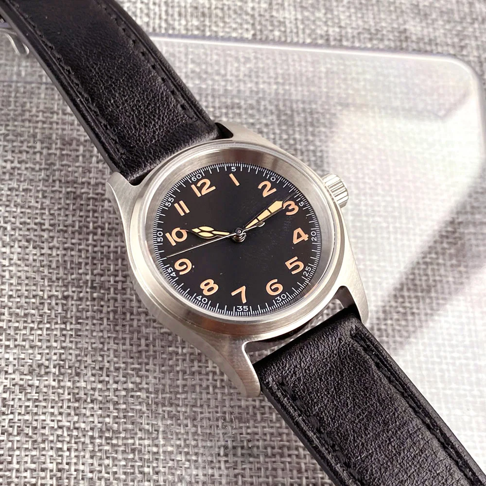 Tandorio 36mm Piloto Vidro Safira NH35A Movimento 20ATM À Prova D 'Água Mergulho Aviação Relógio Masculino Verde Luminoso