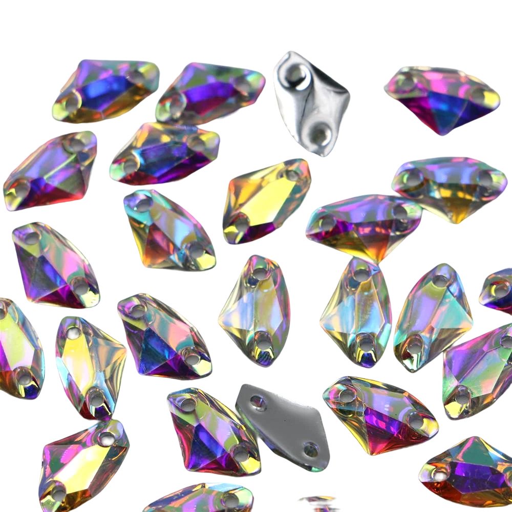 Axtförmige Harz-Strasssteine zum Aufnähen, AB-Farbe, flache Rückseite, heteromorphes Strass für Kleidung, Accessoires, Schuhe – Detail 7