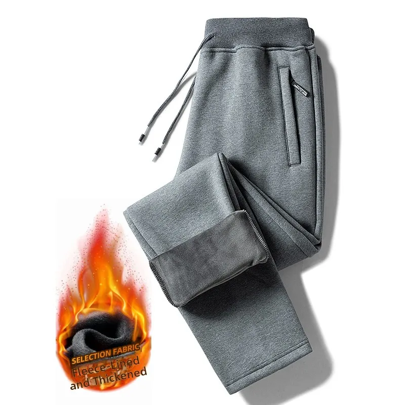 Straight-leg dark grey fleece-lined