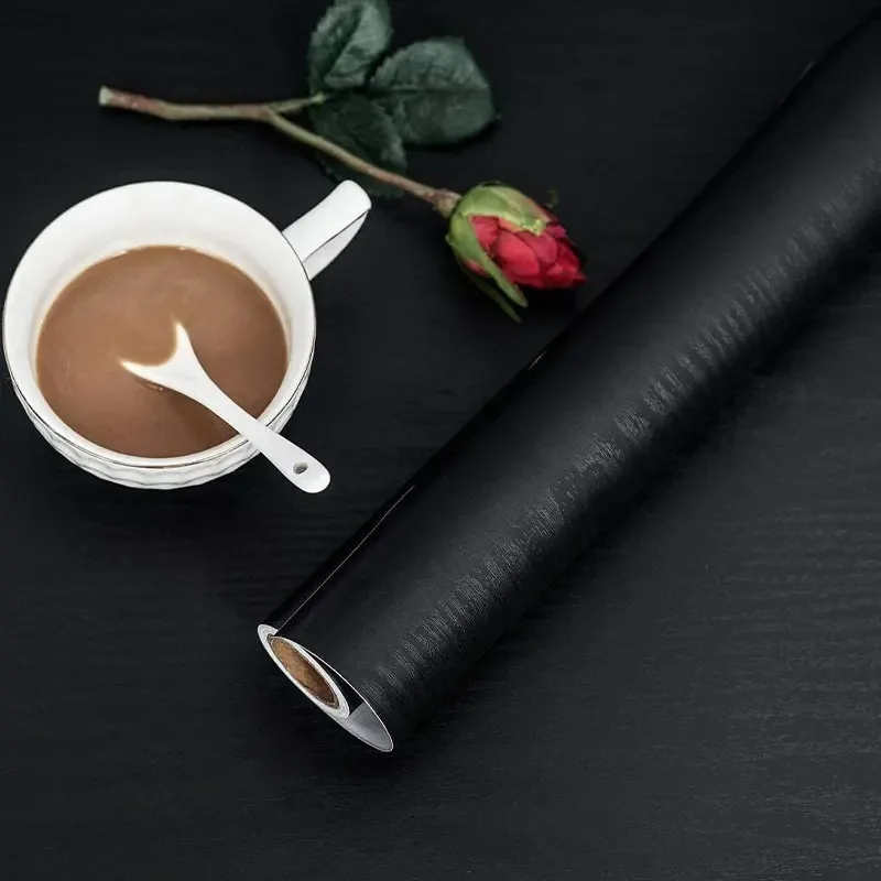 Papier peint auto-adhésif en PVC Grain de bois blanc et noir, autocollant mural imperméable pour placard, cuisine, chambre à coucher, meubles, porte, rénovation