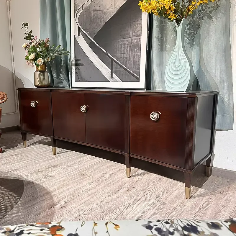 Custom French/American Vintage Retro TV Stand Premium Marquetry Veneer Solid Wood Artisanal Living Room TV Cabinets