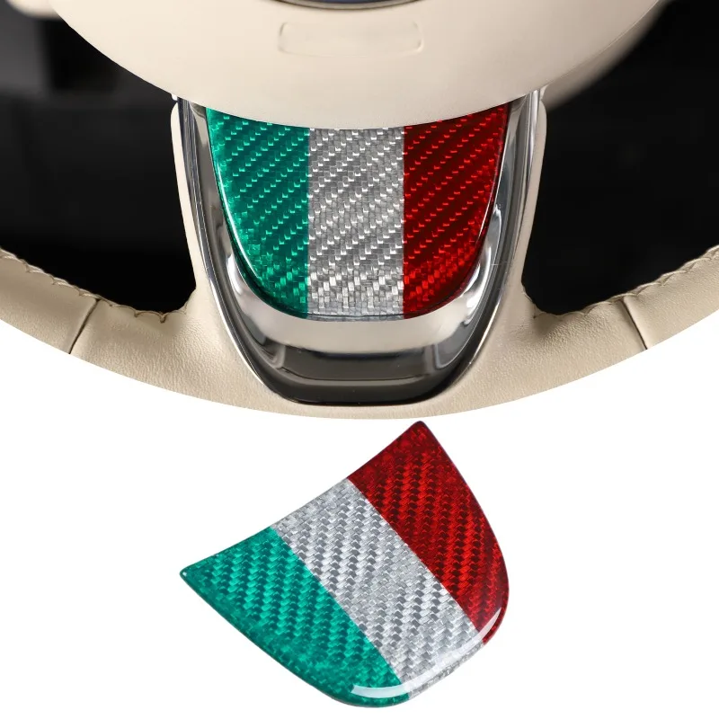 

Real Carbon Fiber For 2016-2026 Fiat 500 Steering Wheel Chin Trim Decal Car Interior Sticker Accessories