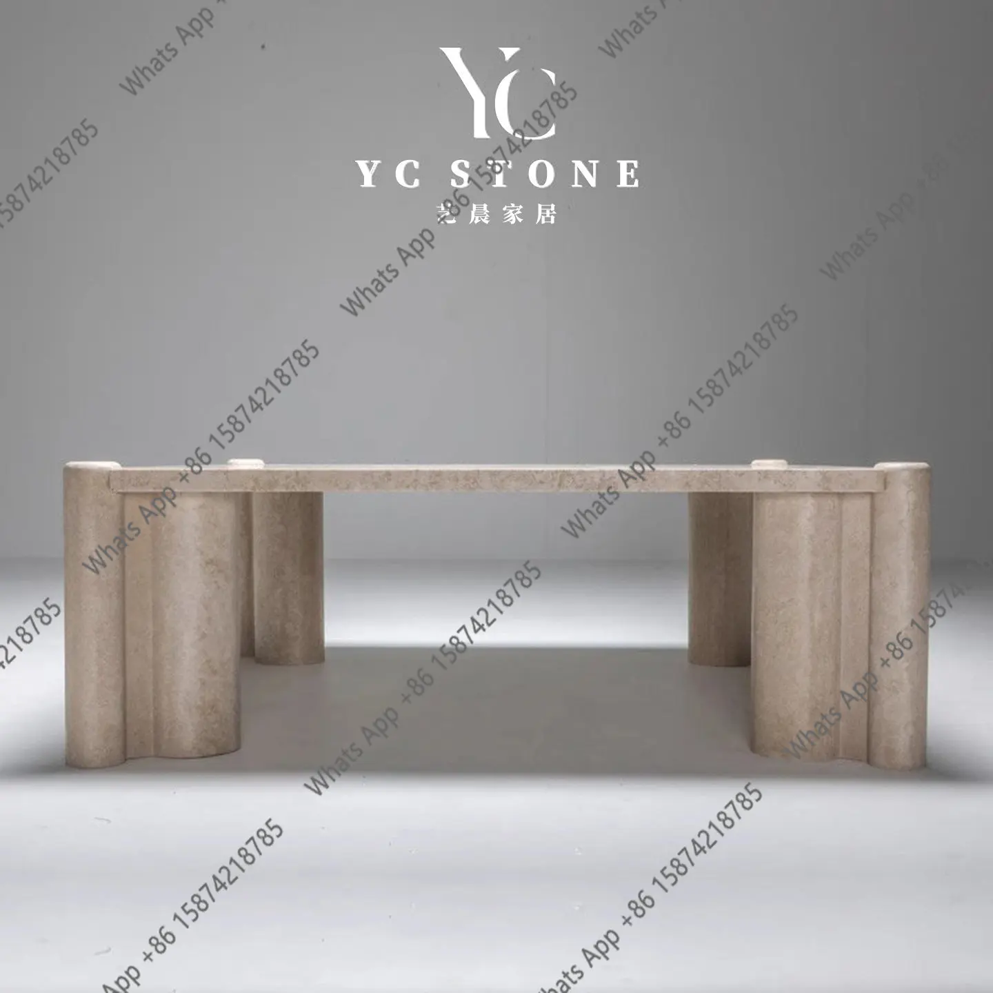 

Rt Italian Minimalist Natural Travertine Coffee Table High-end Sense Light Luxury Design Coffee Table Creative Square Art
