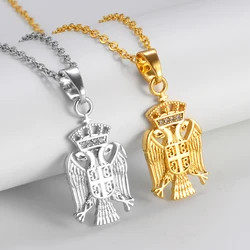 Anniyoc Republic of Serbia Eagle Pendant Necklaces for Women Girls Srbija Jewelry Serbian With Rhinestone  @314506