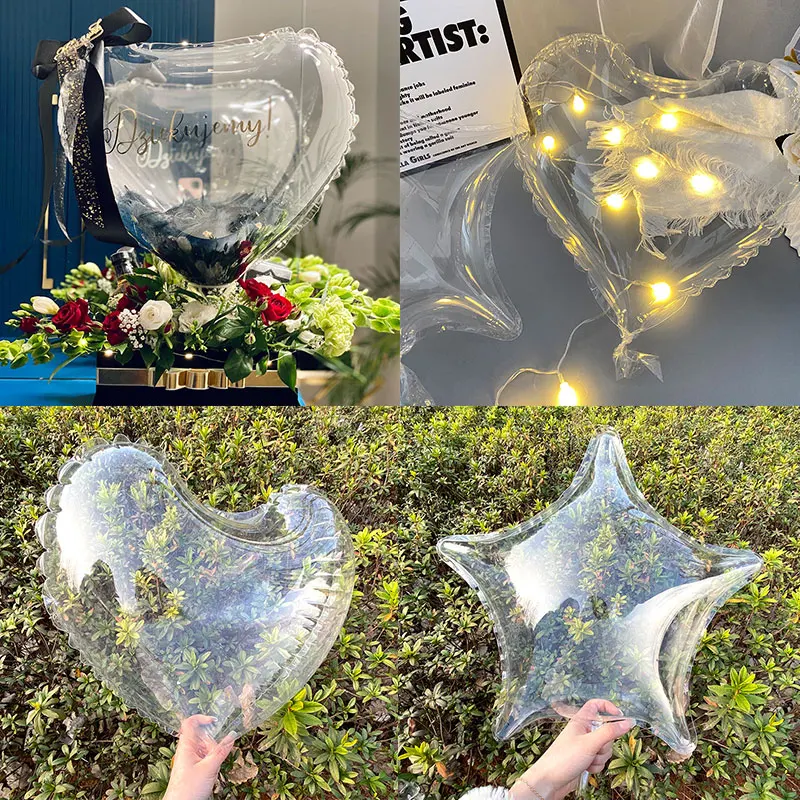 1Pcs Transparente Bobo Ballons Liebe Herz fünfzackigen Stern Befüllbare Blase Ballons Geburtstag Hochzeit Weihnachten Festival Party Dekore
