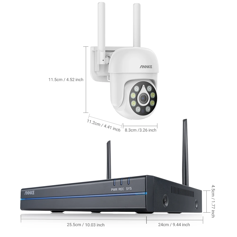 Annke H.264 + 5MP نظام CCTV لاسلكي 16CH NVR طقم مراقبة الفيديو اللون للرؤية الليلية اتجاهين الصوت واي فاي كاميرا PTZ 3.6 مللي متر