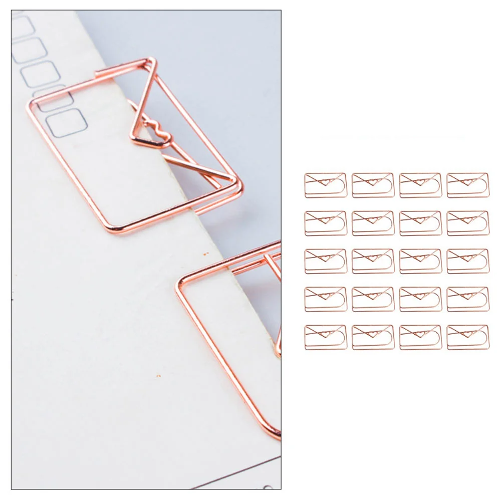 

20Pcs Heart Envelope Paper Clips Decorative Stationery Fasteners for Office Planner Notebook File Organizer Portable Delicate