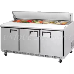 Commercial Air-Cooled Sandwich & Salad Prep Table Stainless Steel Refrigerated Food Prep Station With 18 Panscut for Restaurant