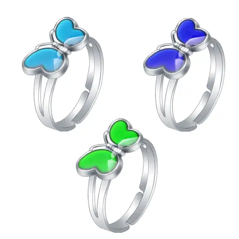 Fashion Cute Butterfly Temperature-sensitive Color-changing Mood Ring Adjustable Jewelry Anillos Mujer Gothic Rings for Women