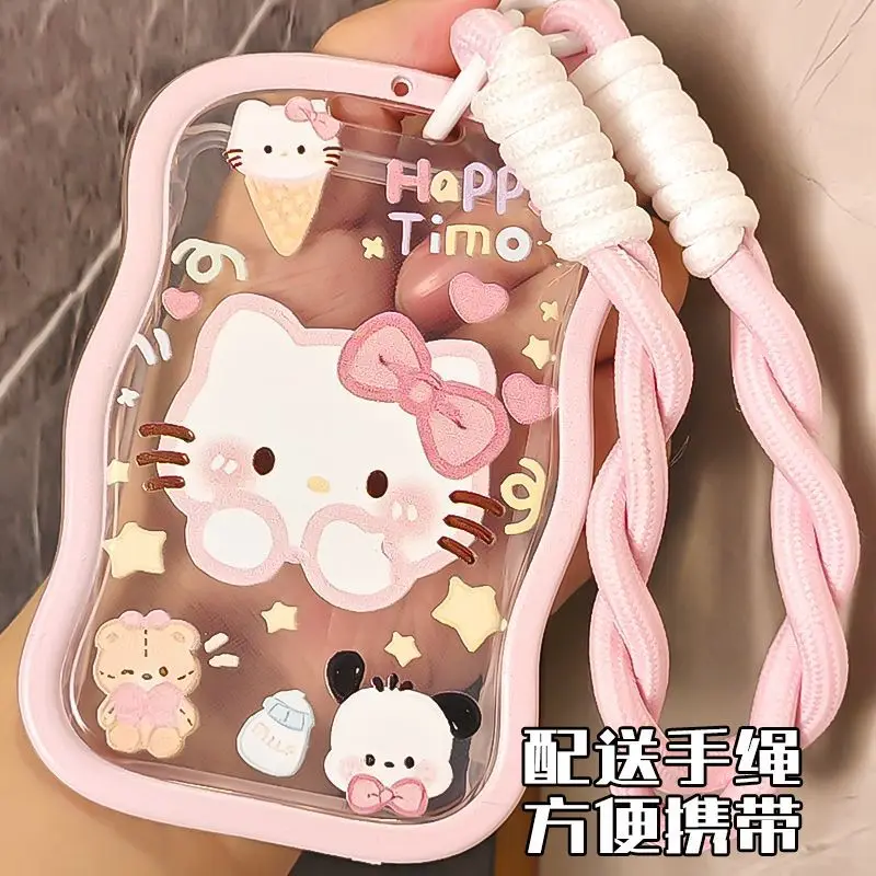 

Hot Sale Hello Kitty Card Holder Campus Meal Card Water Card Subway Card Storage Cute Cartoon ID Card Bag Lanyard Keychain