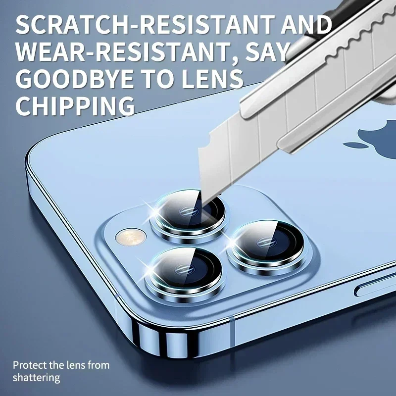Full Cover Camera Lens Protector Glass For iPhone 14 13 12 11Pro Max Metal Lens Ring Protection Film For iPhone 12 13Mini 14Plus