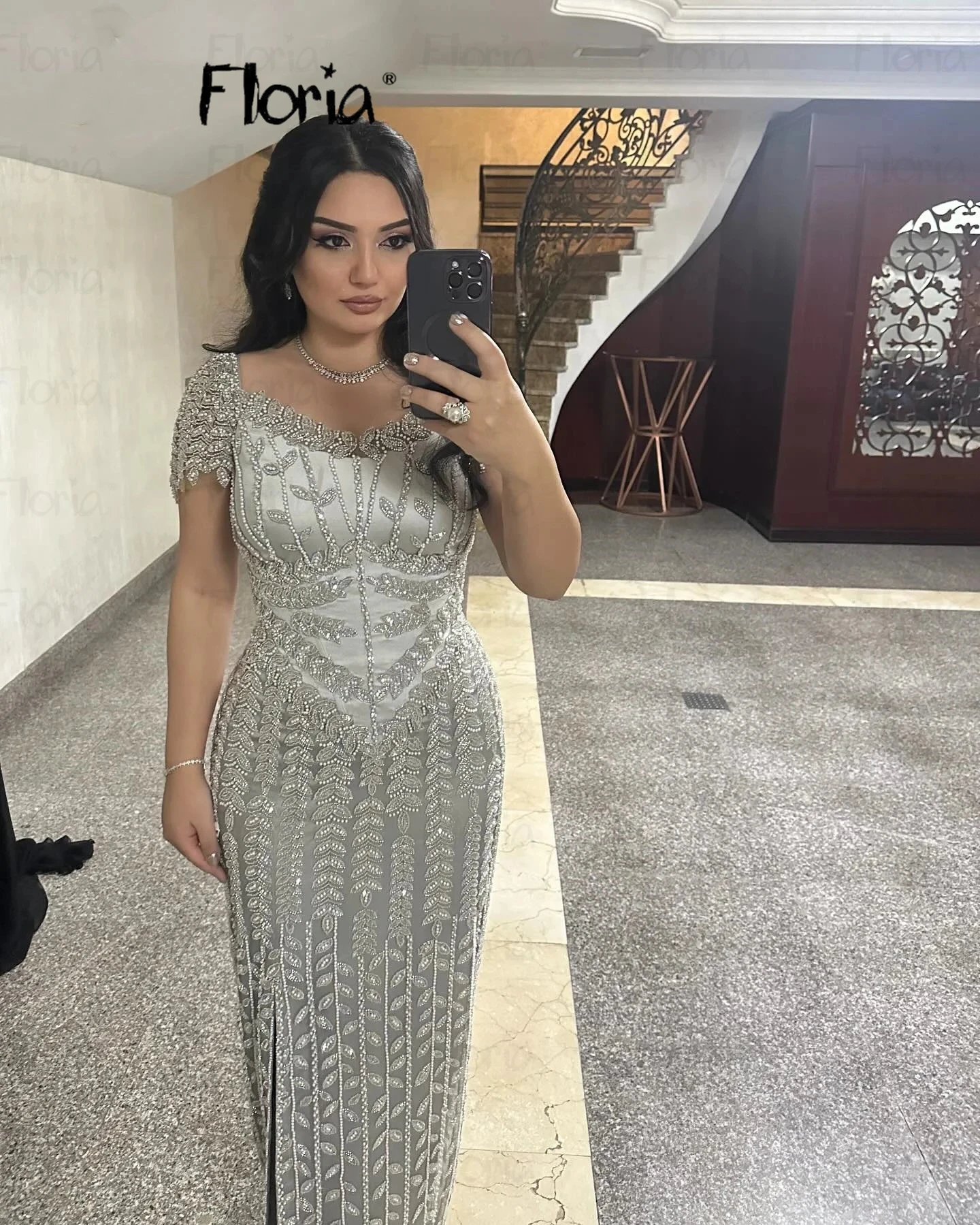 Gray Heavy Beads Mermaid Prom Dress Full Crystal Beaded Cocktail Dress Dubai Wedding Engagement Gown Vestidos de Fiesta Couture