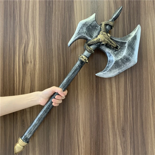 1:1 Beast Axe Cosplay Weapon Prop Medieval Gold Crown Sheep War Axe Movie  Anime Role Play Cos Gift Carnival Prop Safety PU 60cm - AliExpress