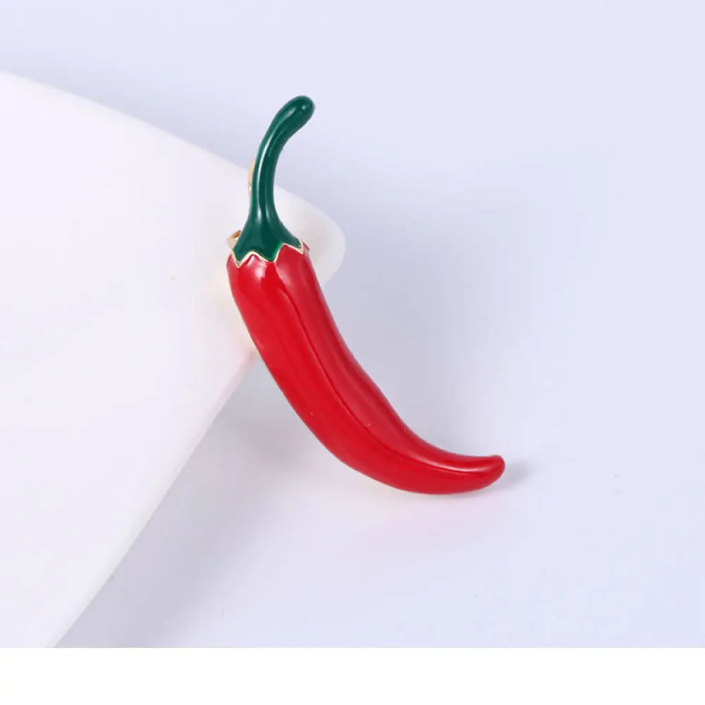 Enamel Red Chili Brooch Creative Vegetable Fashion Pin Badge Cute Pendant Jewelry Gift For Girls Women Clothes Decor