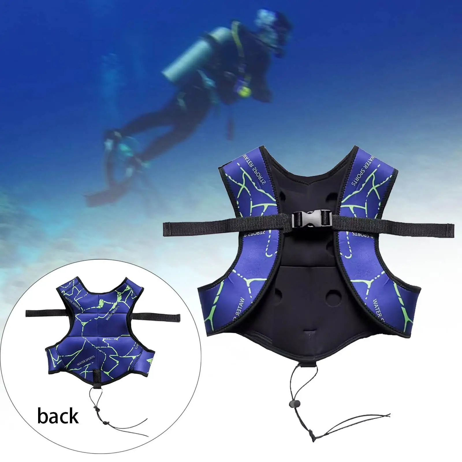 Adults Diving Weight Vest Neoprene Underwater Fishing Floating Vest Adjustable Dive Weight Belt 6 Drop Pocket for Water Sports