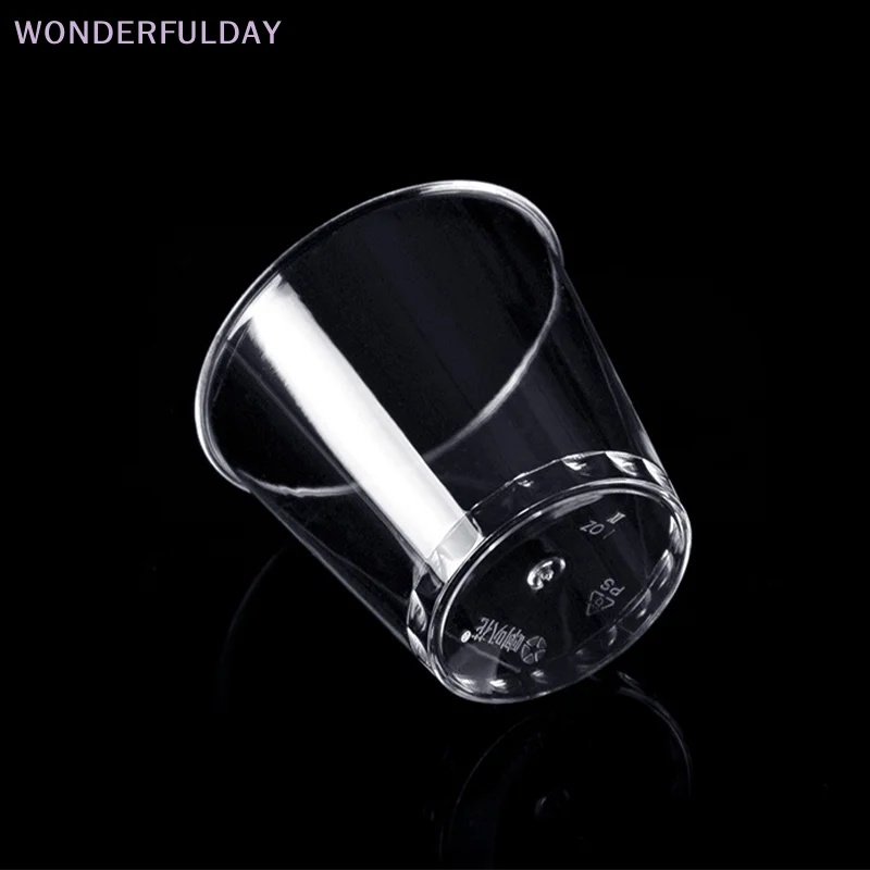 

New 50PCS Mini Clear Plastic Disposable Party Shot Glasses Jelly Cups Tumblers Birthday Kitchen Accessories Gobelet Plastique