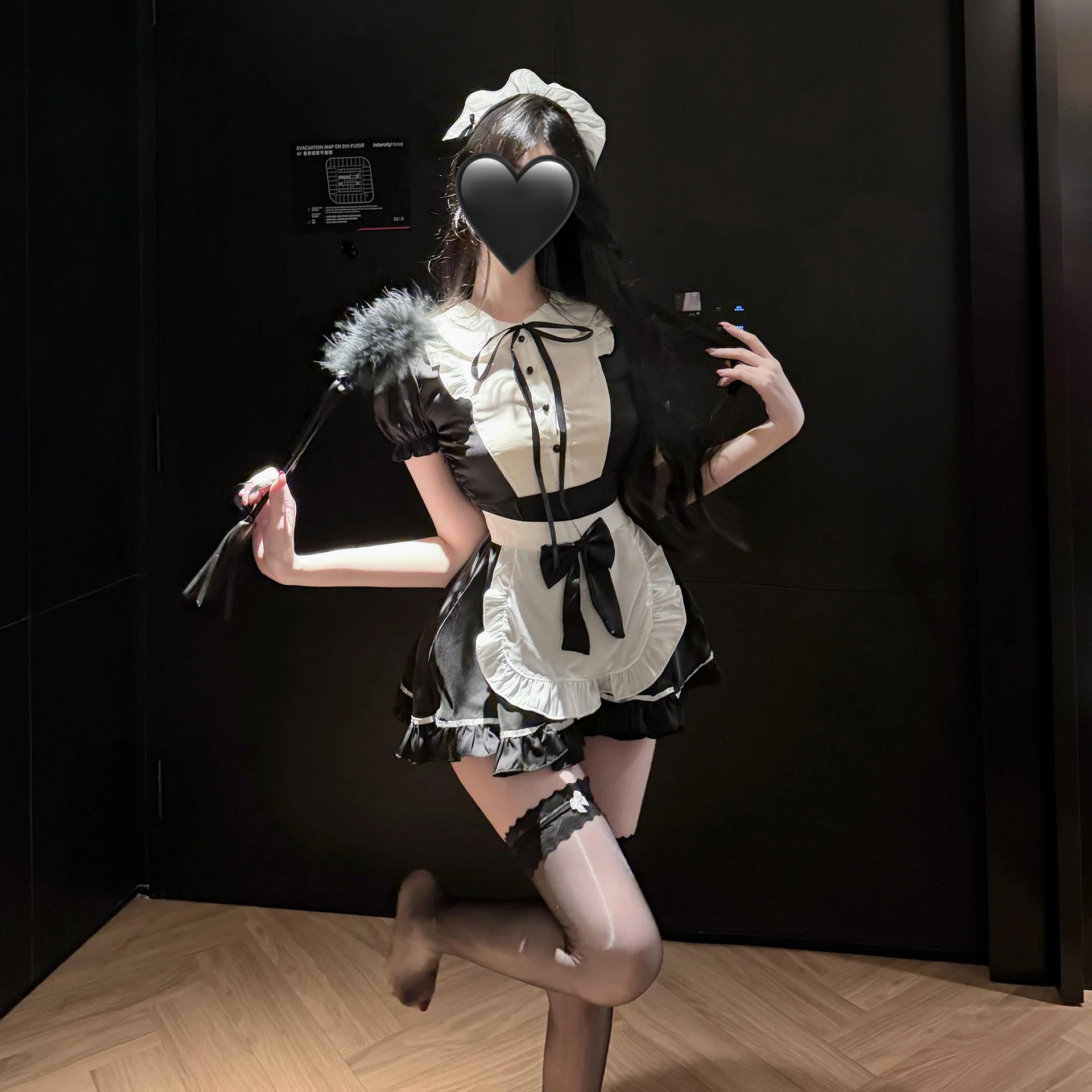 Japanese Cute Sweet Girl Princess Wind Doll Collar Color Clash Passionate Maid Dress COS Lolita Kitchen Maid Flirting Uniform view 2