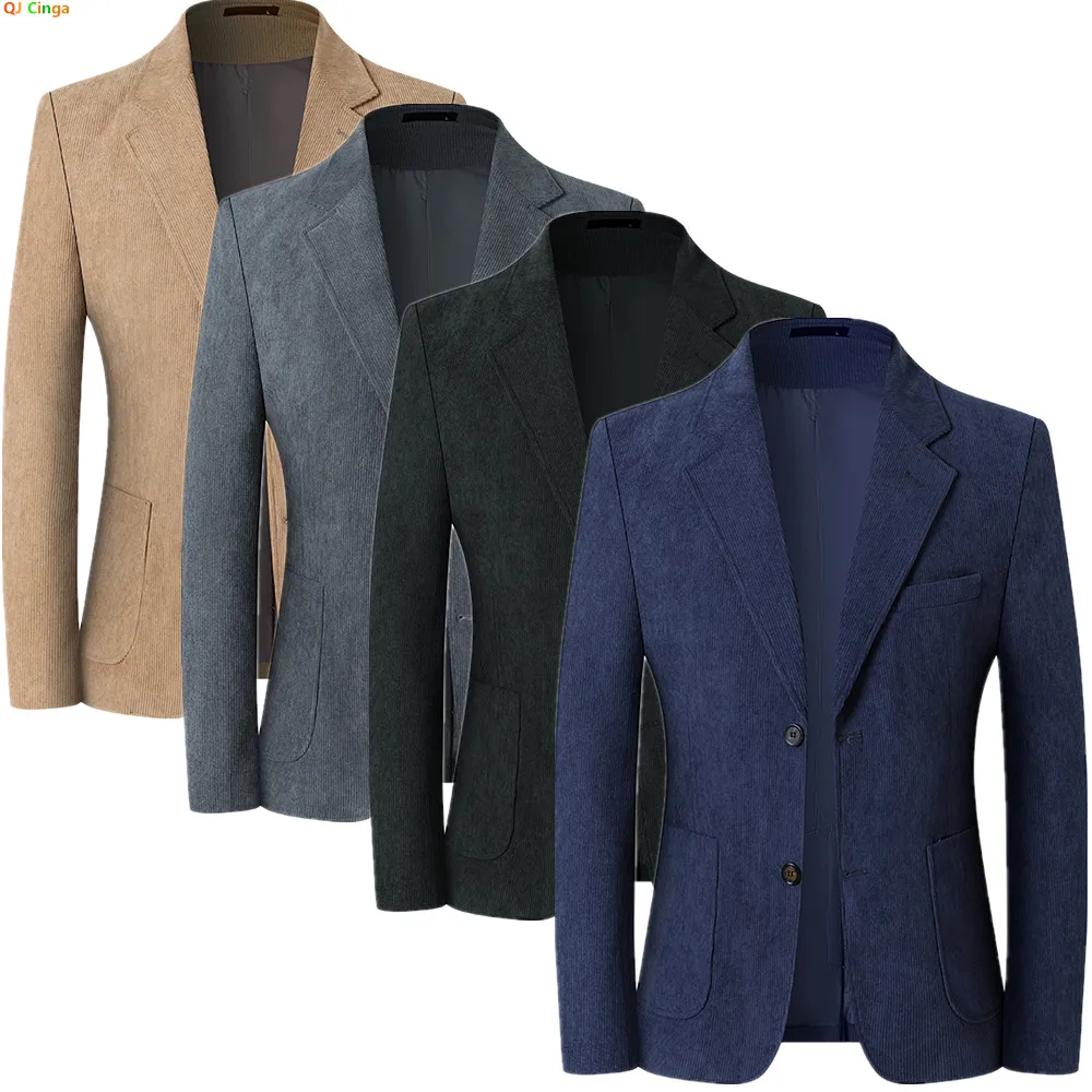 

Spring/Fall Men's Blue Suit Jacket, Black Long-Sleeve V-Neck Single-Breasted Formal Coats, Asian Fit Slim Cut.