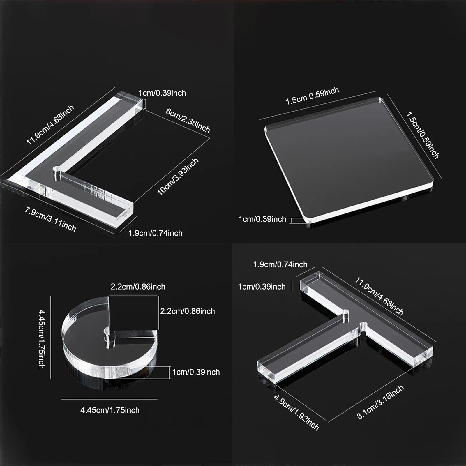 4Pcs Stamp Positioner Ruler Clear Ruler for Shadowing Image Drawing Domestic