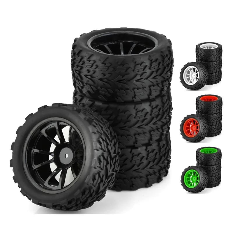 

WOWFU-4Pcs 118MM 1/10 RC Monster Truck Багги Шина Колесо Пенопластовая вставка 12 мм Шестигранная для Traxxas Arrma Redcat HSP Tamiya, Green Par