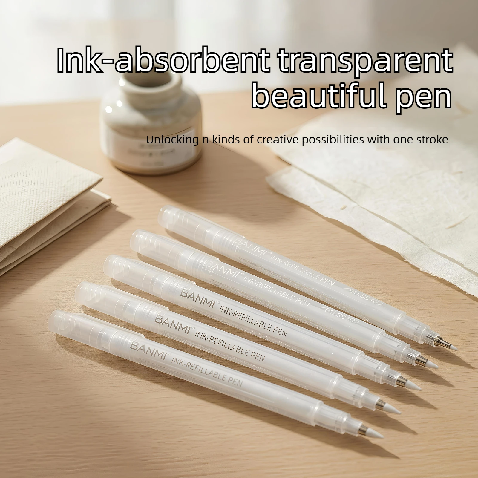 

Refillable Transparent Calligraphy Soft Brush Gel Pen for Writing Flexible Calligraphy Pen Office School Supplies Stationery