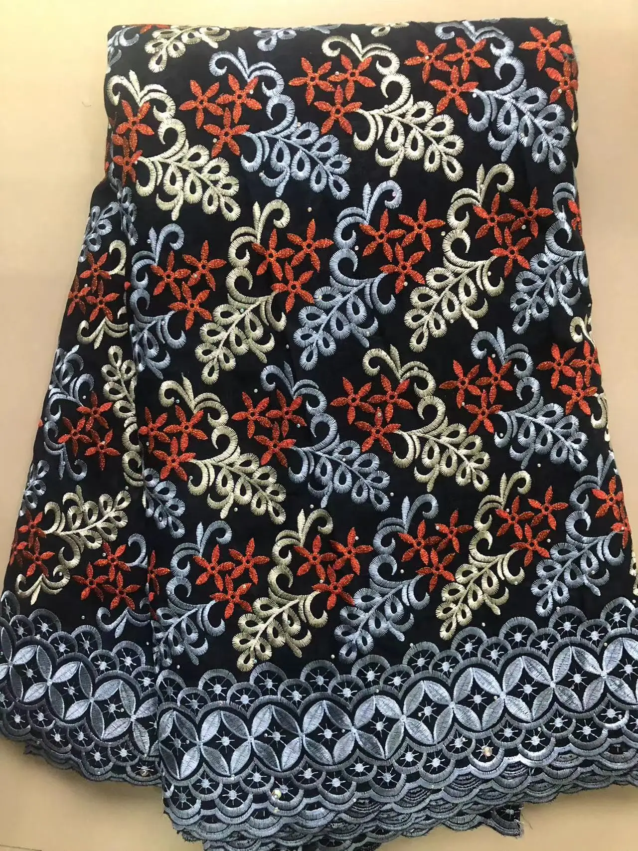 Nigerian Cotton Lace Fabric 2.5 Yards 2025 High Quality Swiss Voile Stones Lace Fabric African For Women Birthday Party Dresses