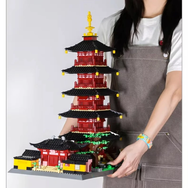 SEMBO Suzhou Hanshan Tempel bouwstenen met de hand geassembleerd architectonisch model in oude stijl Pompen pagode speelgoed ornamenten geschenken