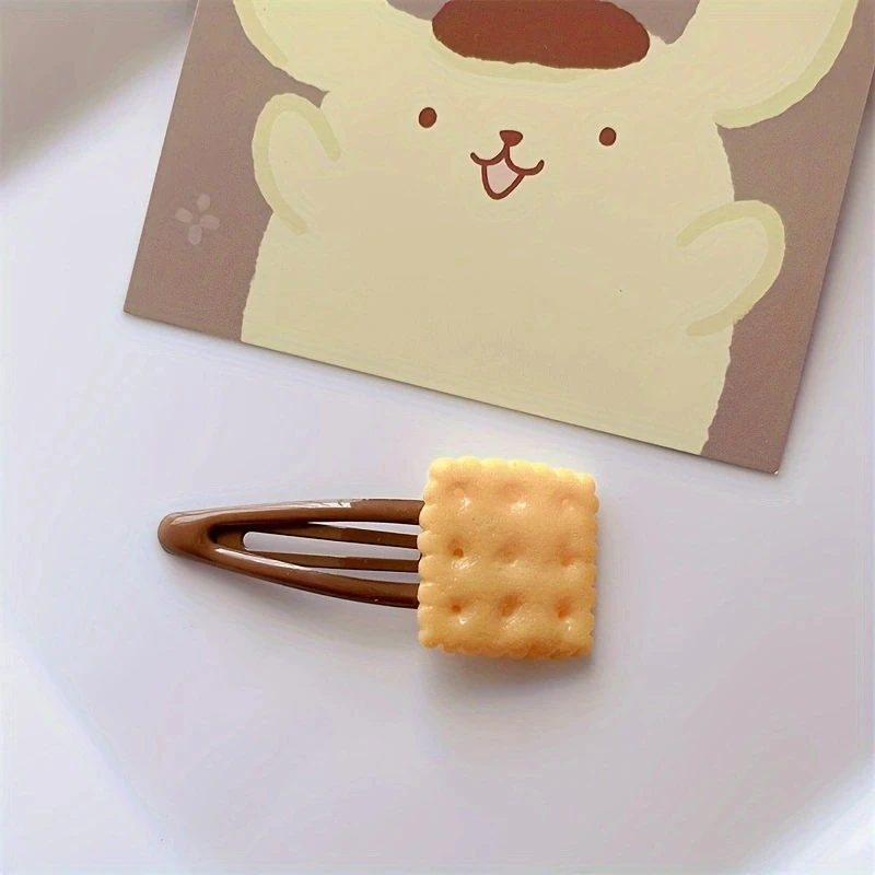 4Pcs/Set Cute Simulation Biscuit Women Hairpin Brown BB Hair Accessories