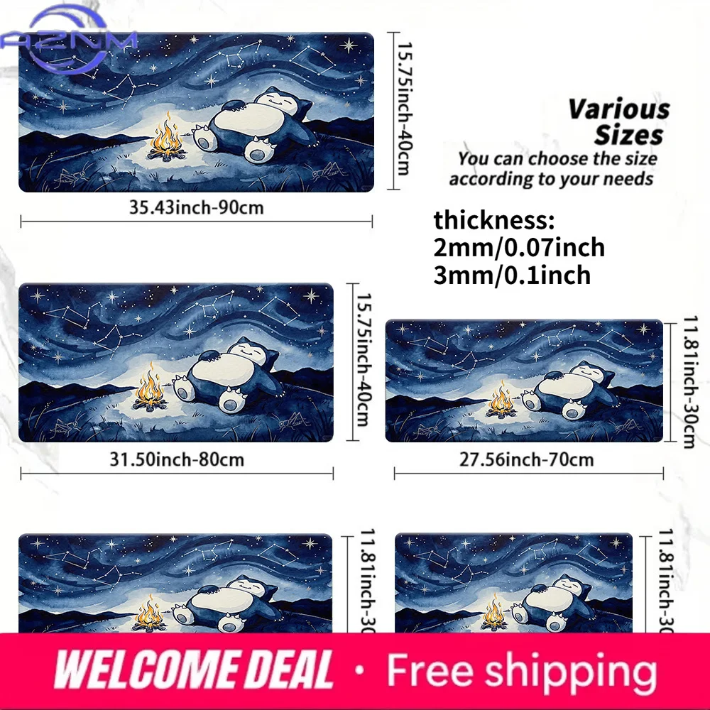Starry Night Snorlax Non-Slip Washable Gaming Desk Mat