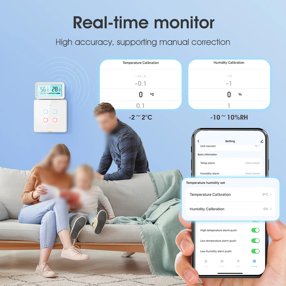 Für Tuya Wifi Temperatur Feuchtigkeit sensor Home Connected Thermometer Feuchtigkeit sensor Erkennung mit Hintergrund beleuchtung