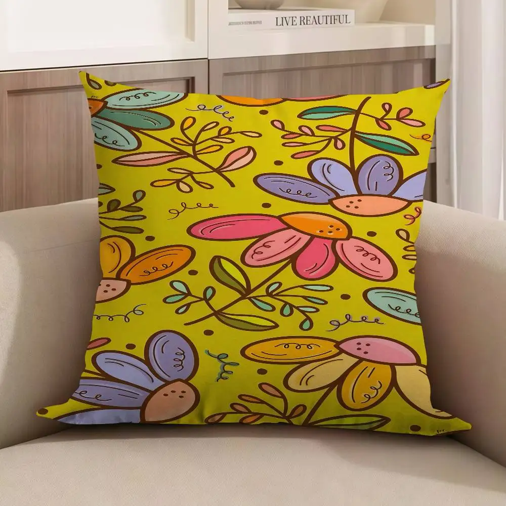 

Sunny Florals Cushion Cover Inches Farmhouse Decor Home Throw Pillow Covers For Couch Decorations