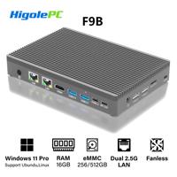 Higole F9B Mini PC Intel N100 Windows 11 Pro WiFi5 BT5.0 16GB 256/512GB 4K Fanless Desktop Computer Dual 2.5G LAN NAS Mini PC