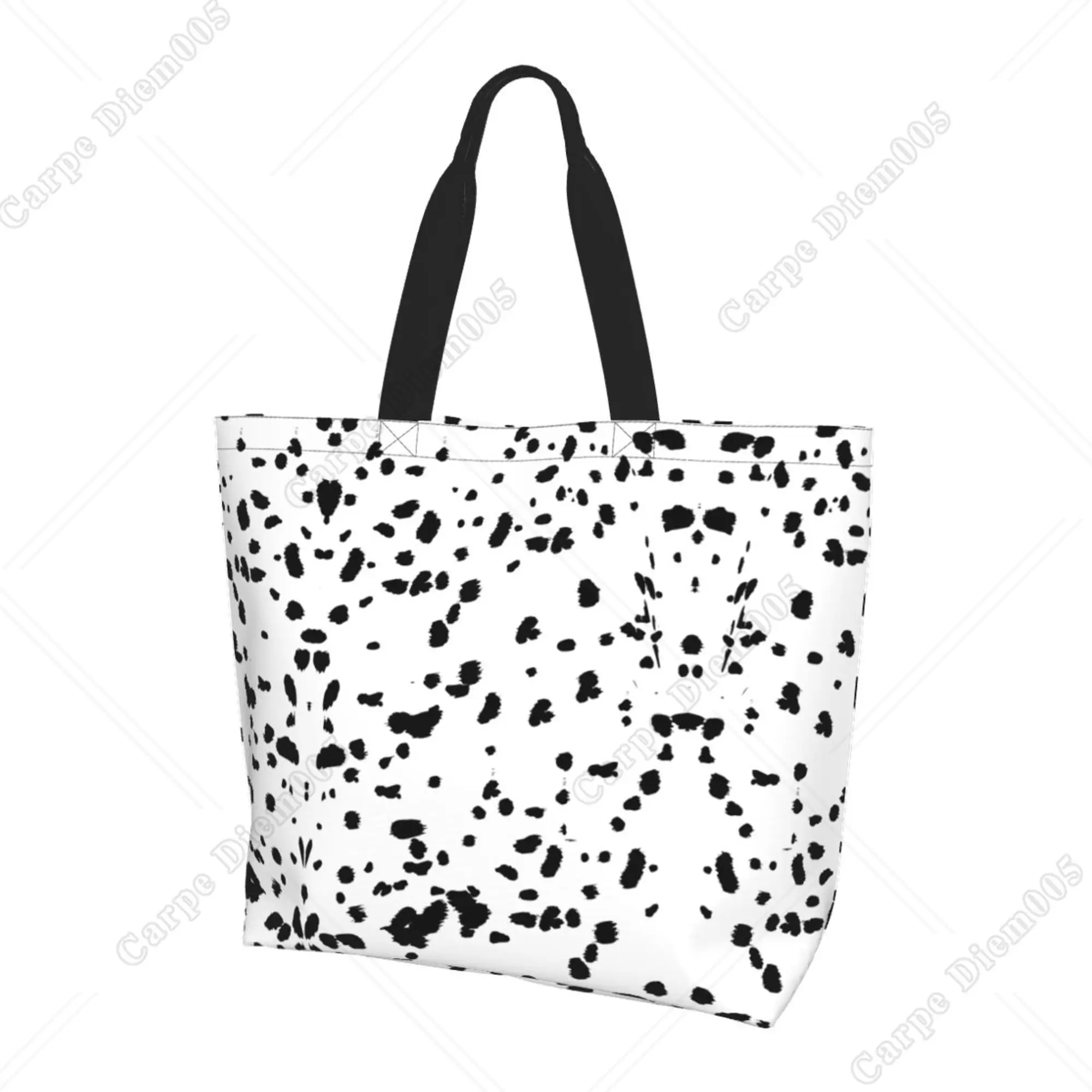 Spotted Dog Pattern Women Shoulder Bag Large Capacity Shopping Grocery Tote Bag One Size Supermarket Bag Eco-friendly Print