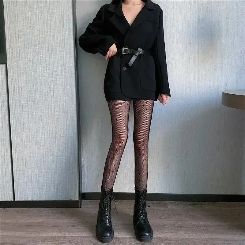 مثير المرأة شير جوارب طويلة الجوارب سلس شبكة صيد السمك النايلون البولكا نقطة طباعة أسود ضيق شبكة السمك جوارب الجسم الجوارب النسائية