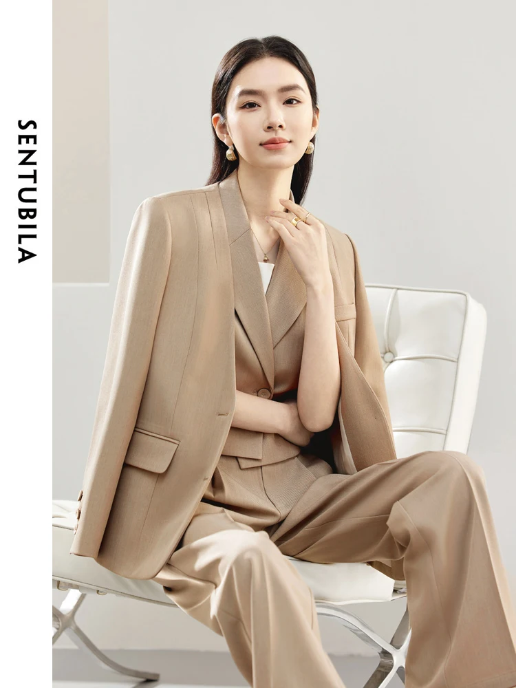 SENTUBILA Fashion 3 Piece Blazer Vest Pant Suits Women Office Lady Outfits 2025 Autumn Elegant Blazer Matching Sets 141Z53194