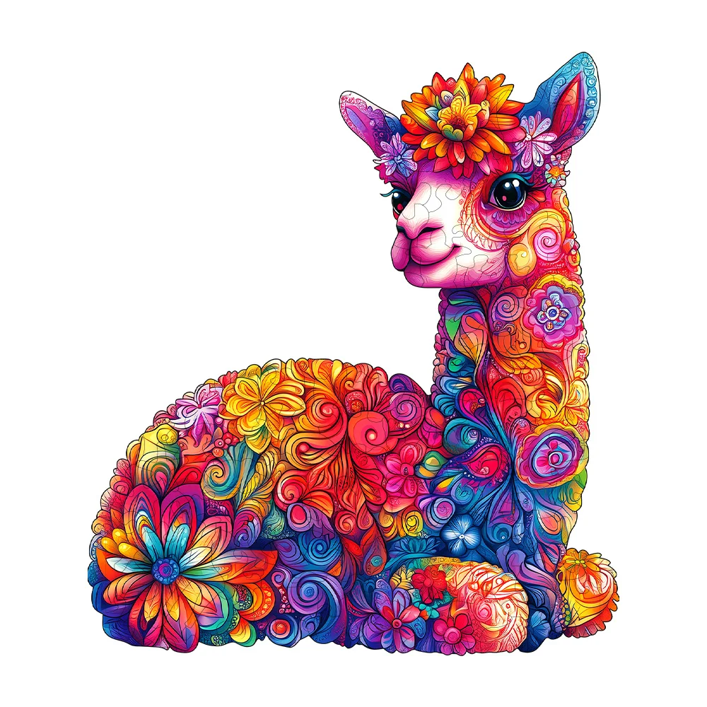 Adorable Alpaca Handcrafted Wooden Puzzle | Family Interactive Brain-Teasing Game & Creative Decorative Collectible | Eco-Friend