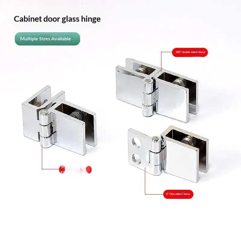 Glass Door Hinge Zinc Alloy No Drill Required Easy Install Sturdy for Bathroom Vanity Glass Cabinet Door