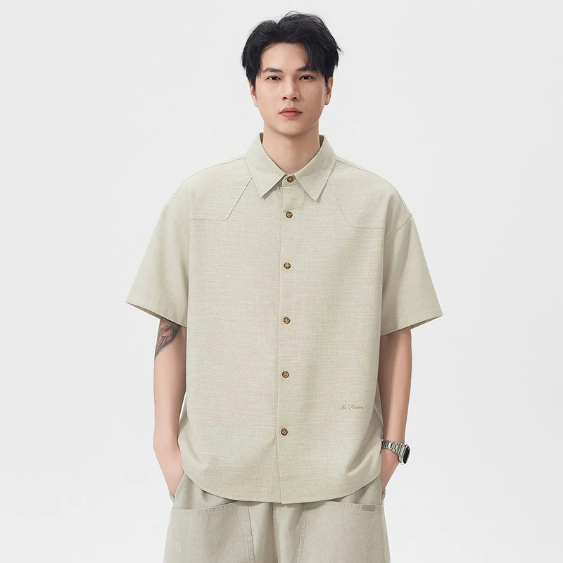 Summer Plus Wide Fat Short Sleeve Shirt Men Fashion Print Loose Casual Oversize Cargo Shirts Tops Blouses