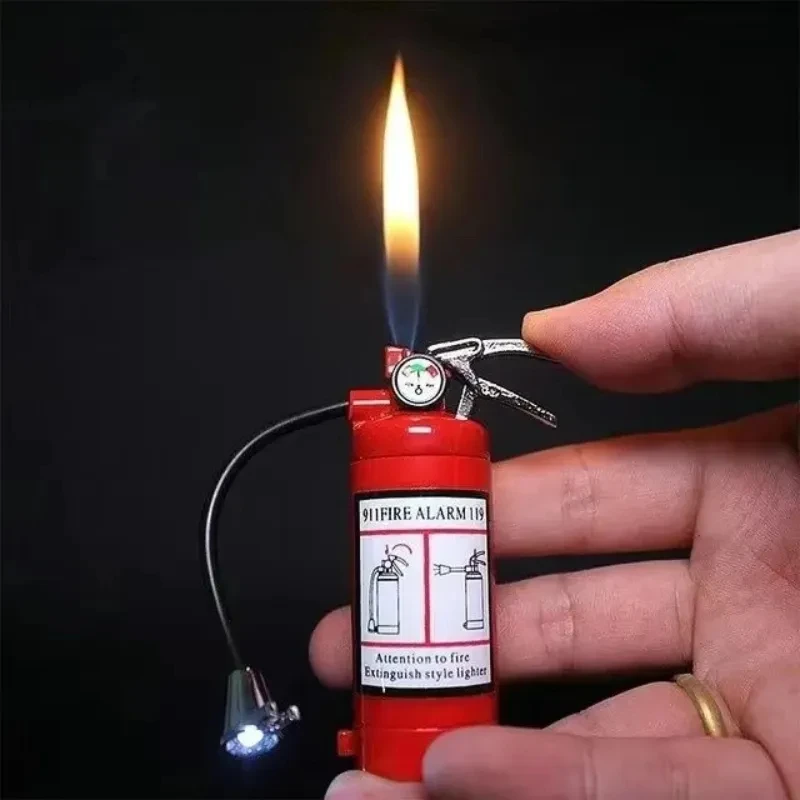 Hot Fire Extinguisher Flashlight Inflatable Lighter LED Light Smoking Accessories Outdoor Portable Barbecue Cigar Men\'s Gifts