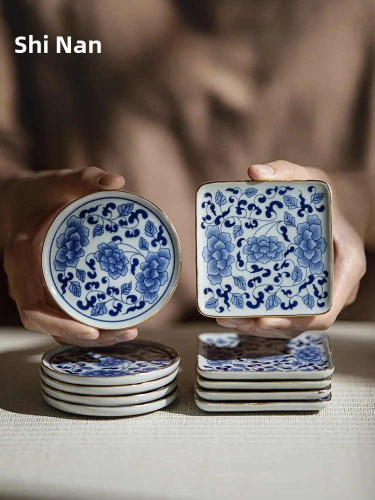 Plato de cerámica azul y blanco chino para aperitivos, tamaño pequeño, bandeja para exhibir mooncakes y pasteles para la...