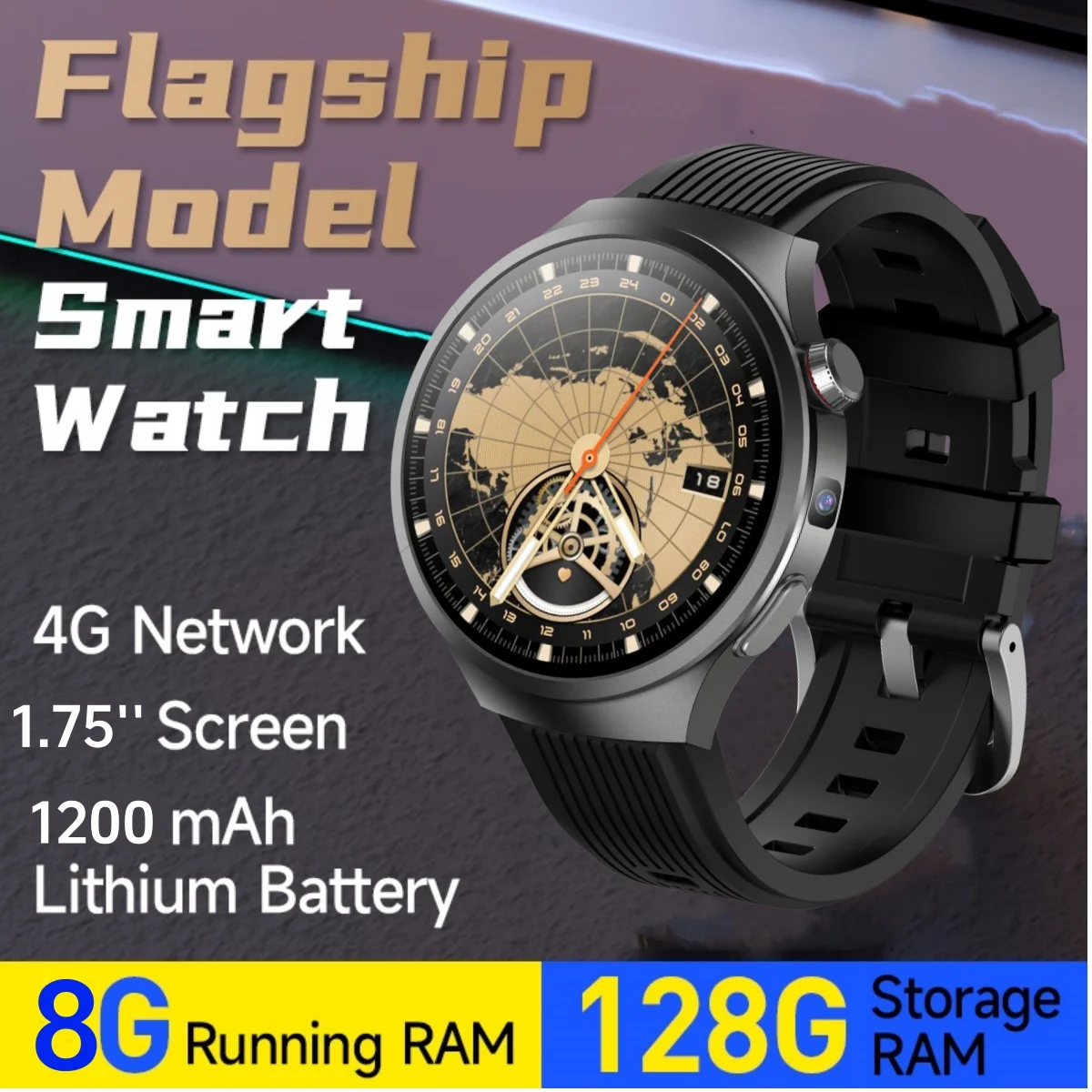 

4G 5G Smartwatch for Men 1.75 Inch AMOLED Large Screen 500W HD Camera GPS WiFi Video Call Android 10.0 Smart Watch