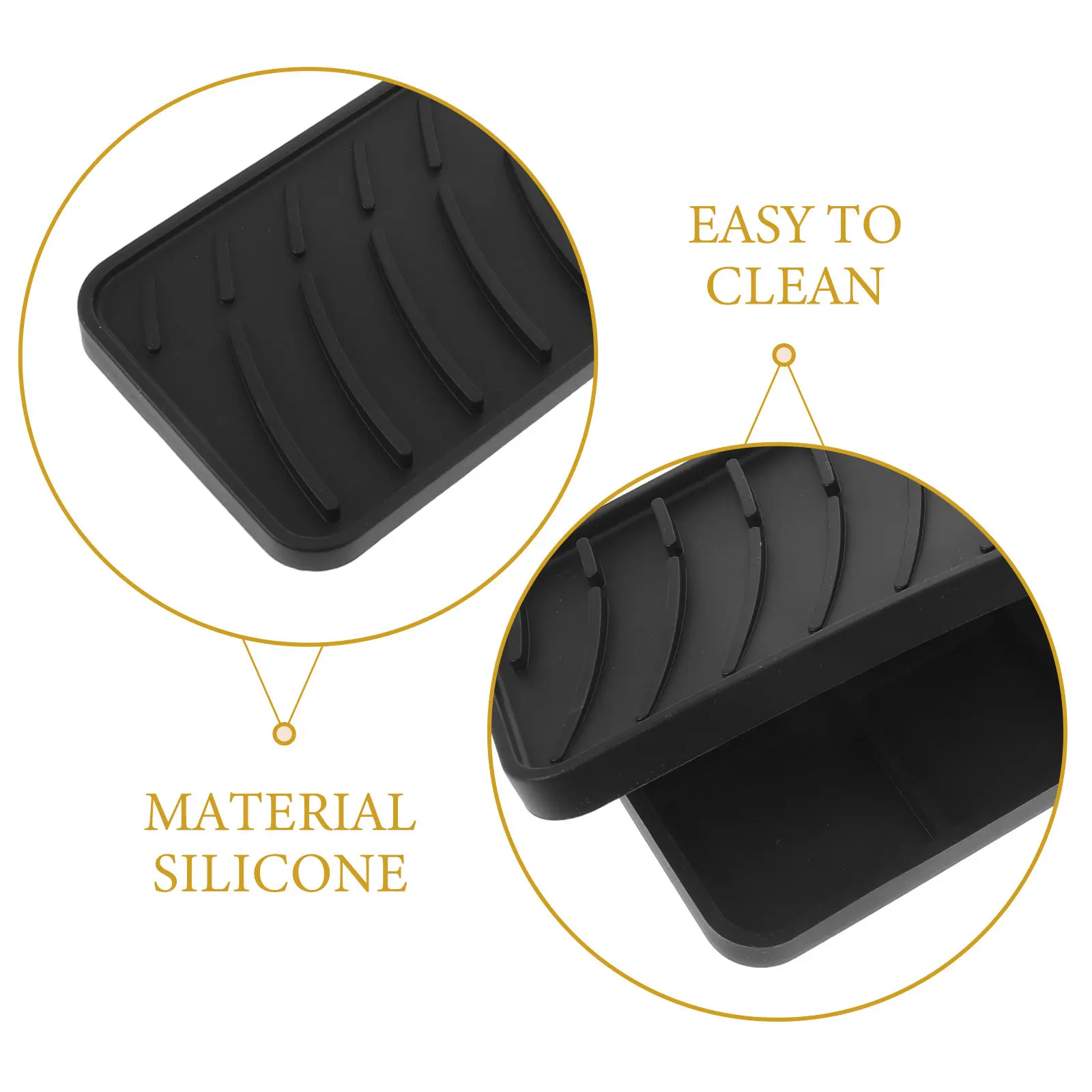 Silicone Sponge Holder for Kitchen Sink 16.5x4 Black Anti-Slip Sloped Draining Mat Self-Draining Sink Caddy Organizer Tray