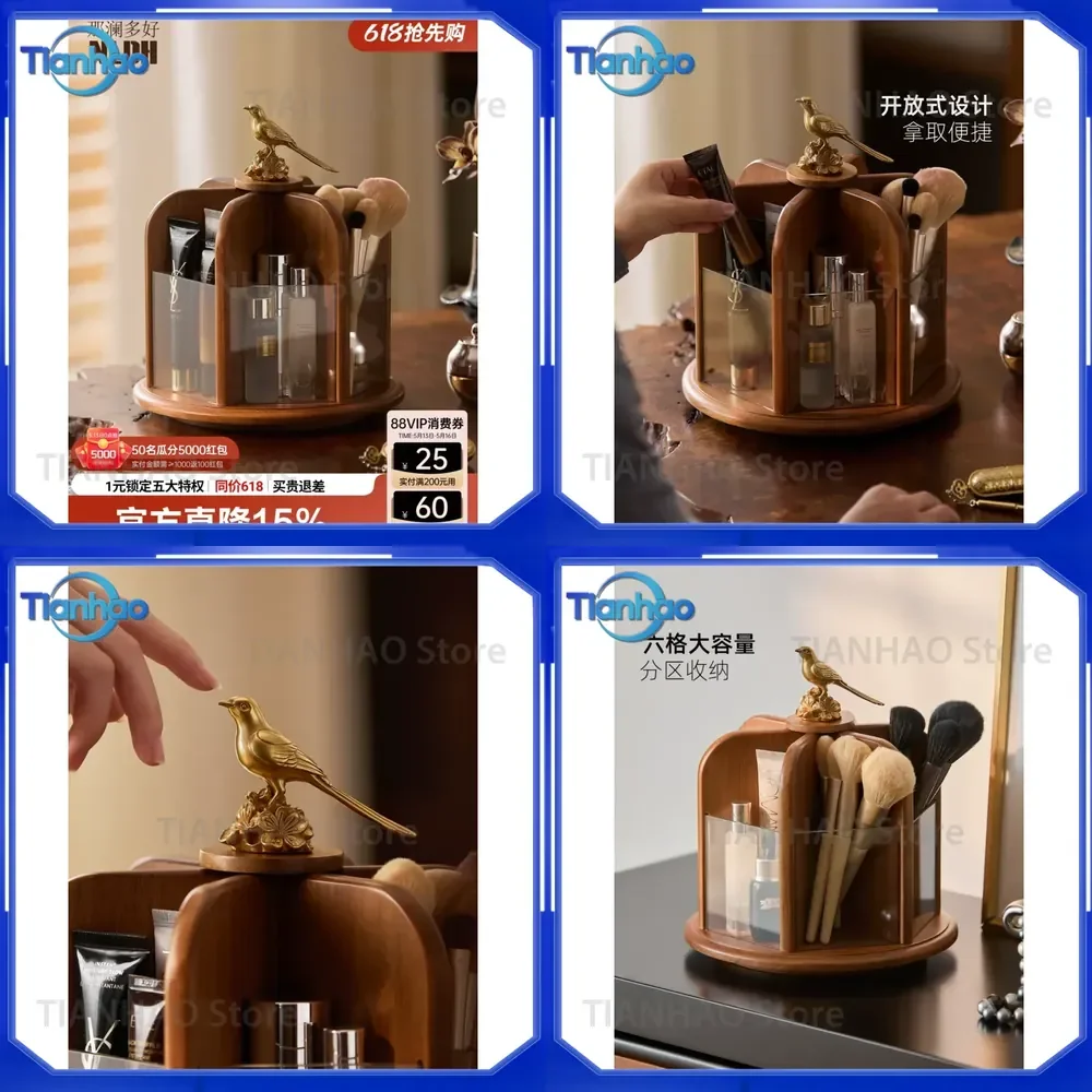 

Rotating Desktop Storage Box for Cosmetics Lipstick Perfume Remote Control Small Sundries Transparent Partition Finishing