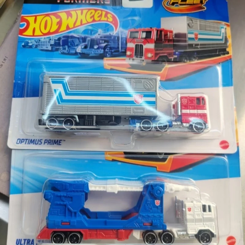 

New Hot Wheels Transformers HYT56 Transformerstrack Fleet Optimus Prime Ultra Magnus Volvo 240 Drift 1/64diecast Car Model Toys