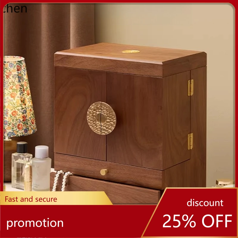 

Hxl wooden cosmetics storage box with mirror integrated dustproof storage box