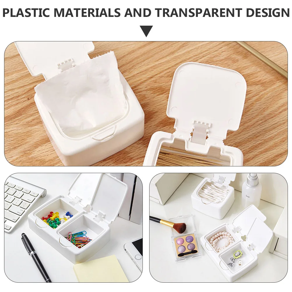 

2Pcs Transparent Desk Organizer Boxes Plastic Storage Holders Dustproof for Small Item Clips Toothpicks Swabs